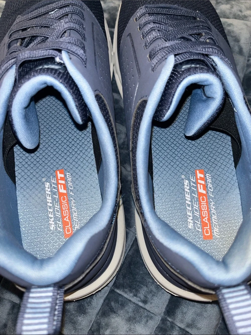 Skechers Men’s Navy and Light Blue Athletic Sneakers